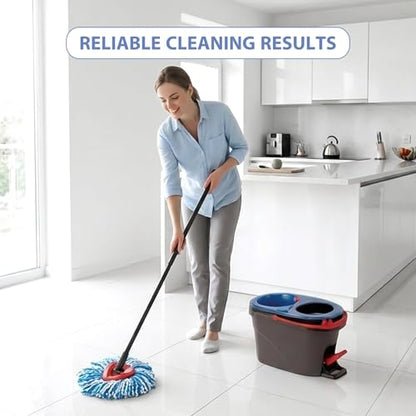 Replacement Mop Heads Compatible with 2-Tank RinseClean Spin Mop, 4 Pack Microfiber Mop Refills with Base Cover, Secure Fit, Machine Washable, Reusable for Hardwood Floor, Tile & Pet Hair