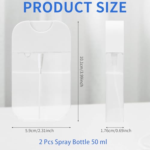 2 PCS Clear Spray Bottles, Portable Card Spray Bottles, 50 ML Refillable Plastic Perfume Atomizer Vials, Suitable Perfume, moisturizing water, hand sanitizer - color: 50ML 2 Pcs