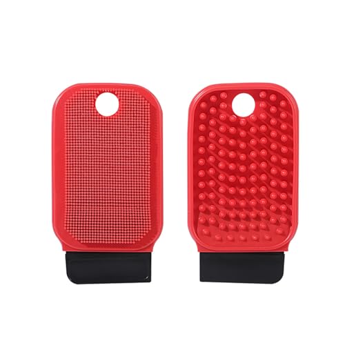 Silicone Dish Scrubber, Vegetable Brush, 2-in-1 Scrubber and Scraper for Fruits, Vegetables and Kitchenware with Dual-Sided Comb&Scraper,Hanging Hole for Easy Storage (Red) - color: Red