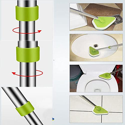 2 in 1 Scrub Cleaning Brush with 37” Long Extendable Handle,AIYoo Floor Scrubbing Brush,1 Stiff Bristle and 3 Sponge Brushes for Cleaning Tile Bathroom Tub,Detachable Cleaner Shower Scrubber