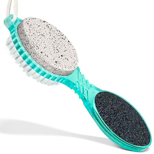 DecorRack (4 in 1) Pedicure Paddle Kit Tool with Pumice Stone for Feet, Foot Hand Toe Nail Cleaning Brush, Metal File and Emery Board, Manicure Foot Rasp Callus Remover Pedi Set (Green, 1 Pack) - color: Green