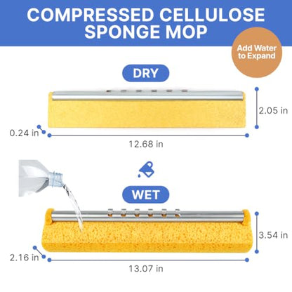Replacement Mop Heads 4 Pack, Super Absorbent Cellulose Sponge Refills for Flat Floor Cleaning, Compatible with Wood, Tile & Laminate Floors - size: 4 heads