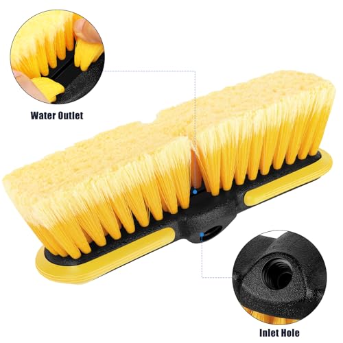 10 Inch Car Wash Brush Head, Scrub Brush Attachment for Long Handle Extension Pole,Outdoor Broom and Scrubbing Brush for Cleaning Window, Wall, House Floor, Deck, Patio, Car (10inch Brush-4Pack)