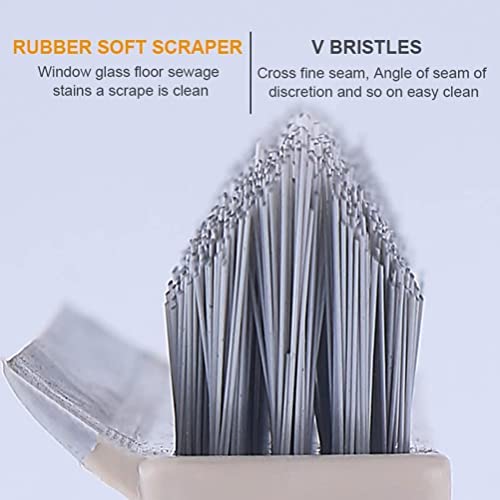 2 in 1 Floor Scrub Brush with Long Handle, Scrape and Brush Stiff Shower Cleaning Sweeping Deck Brush Push Broom Brush for Kitchen, Bathroom, Patio, Wall and Deck (Khaki) - color: Khaki