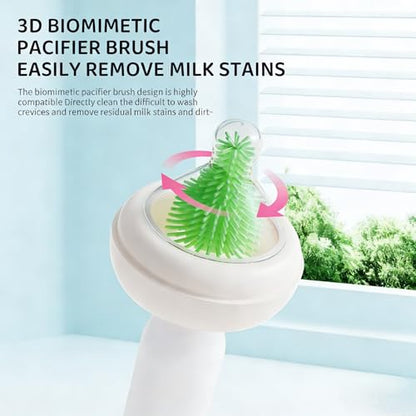 Rechargeable Electric Bottle Brush with Stand - 360° Spin Silicone Cleaner for Baby Bottles, Breast Pumps & Small Household Containers (Light Green) - color: Light Green