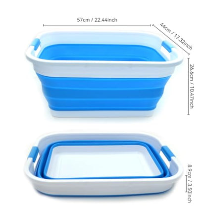 SAMMART 41L (10.8 gallon) Collapsible Plastic Laundry Basket - Foldable Pop Up Storage Container/Organizer - Portable Washing Tub - Space Saving Hamper/Basket (Rectangular, Sky Blue) - color: Sky Blue