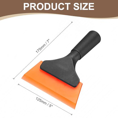 HARFINGTON 2pcs Squeegee 5 Inch Length Auto Water Blade Shower Squeegee with Non-Slip Handle for Car Windshield Window Cleaner Glass Door, Orange