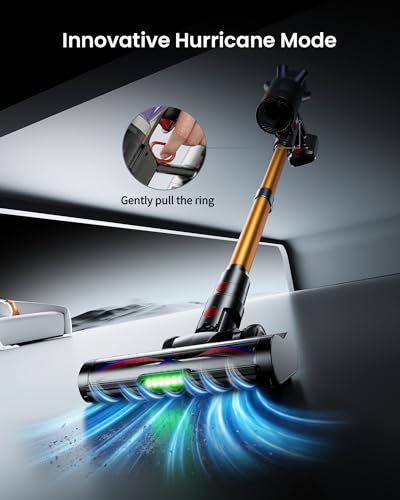 Cordless Vacuum Cleaner, 650W 55Kpa 70Mins Cordless Stick Vacuum with Hurricane Mode, 1.8L Cup, Anti-Tangle Vacuum Cordless, Self-Standing Vacuum Cleaners for Home Pet Hair Carpets