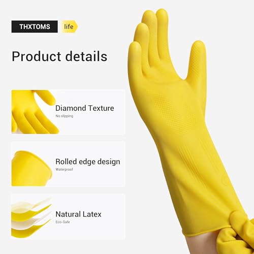 6 Pairs Rubber Cleaning Gloves,Reusable Dishwashing Gloves,Household Dish Gloves for Washing,Cleaning,Kitchen,Painting, Gardening, Pet Care,Extra Thickness,Non-Slip,13", 20 Mil, Heavy Duty, XL - color: 6 Pairs, size: X-Large
