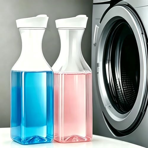 34oz Clear Plastic Laundry Detergent Dispenser Bottle, Storage Organizer for Laundry Room, Hold Liquid, Powder & Scent Booster - size: middle