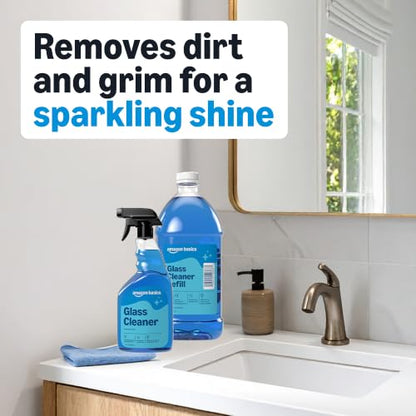 Amazon Basics Glass Cleaner, Streak-Free Shine, 32 Fl Oz, Pack of 2 with 1 Sprayer - style: Pack of 2 with 1 Sprayer