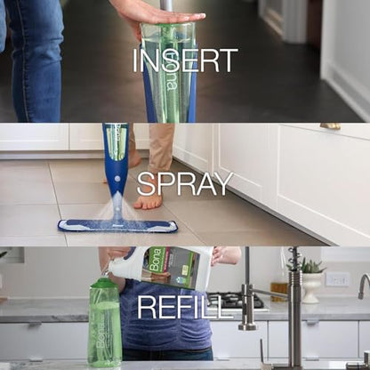 Bona Multi-Surface Hard Floor Cleaner Spray Mop Cartridge - 34 fl oz - Unscented - Refillable - Residue-Free Floor Cleaning Solution for Bona Spray Mops - Stone, Tile, Laminate, and Vinyl Floors - size: 34 Fl Oz (Pack of 1)