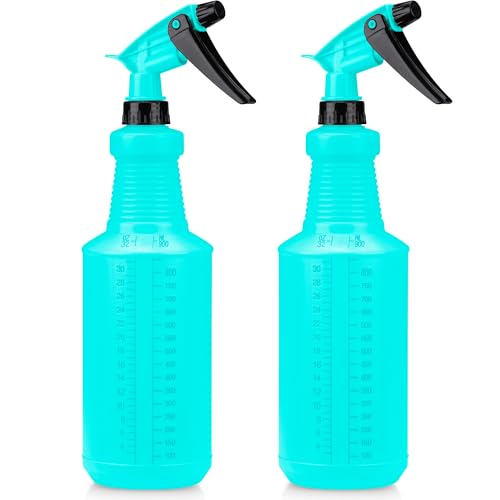 DecorRack 2 Plastic Spray Bottle, 30oz All-Purpose Heavy Duty Spraying Bottles Leak Proof Mist Empty Water Sprayer for Cleaning Solution, Hair, Planting, Pet with Adjustable Nozzle, Blue (2 Pack) - color: Blue