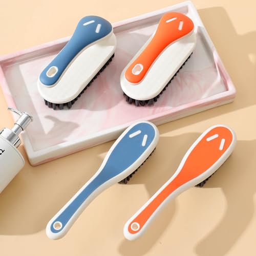 Soft Bristle Scrub Cleaning Brush Stain Remover Brush Fabric Cleaning Brush Laundry Brush Small Scrub Brush Cleaner Household Cleaning Brushes for Carpet, Clothes, Bathroom,Sneaker-2 Pack (Orange) - color: Orange