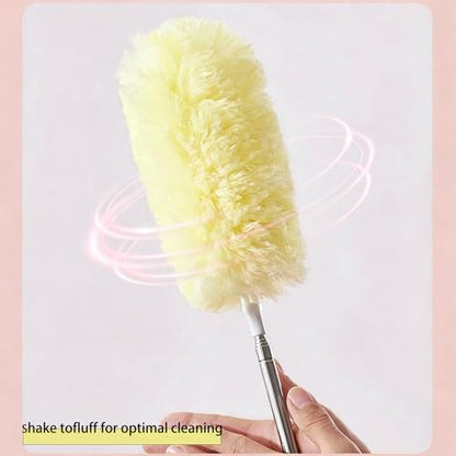 Heavy Duty Duster Refills, Disposable Dusters Kit for Cleaning Dusting Furniture Blind Ceiling Fan, Multi Surface 360 Feather Duster(10)+3FT Extended Handle（1） (Yellow) - color: Yellow