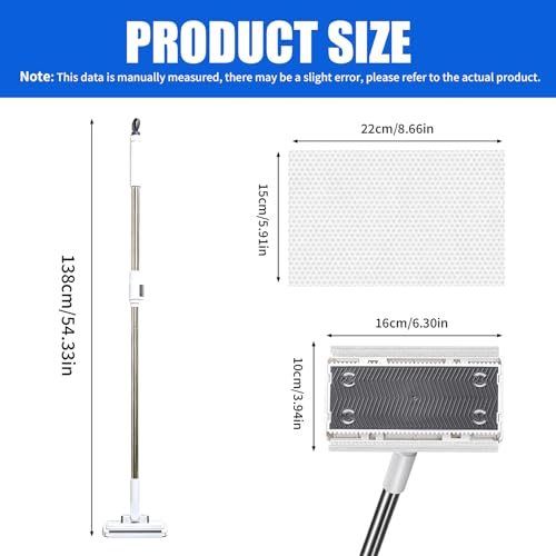 SOPAMI Snap Grip Mini Mop & Sweep Wall Cleaner for Tight Corners,Wall, Hardwood, Marble Floors,Pet Hair Removal for Home, 55" Extendable Lazy Mop-2 Reusable Cleaning Pads&1pcs Disposable