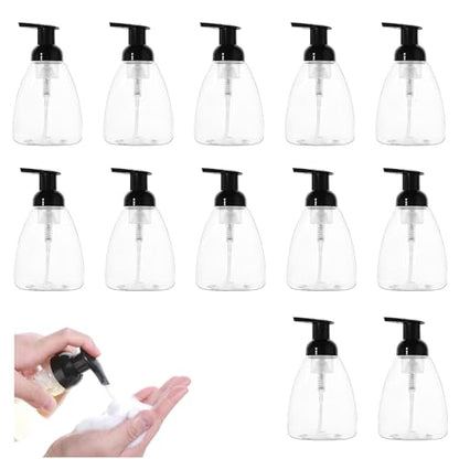 12 Pack Foaming Soap Dispenser, 8oz/250ml Refillable Pump Bottle Dispenser Clear Hand Soap Dispensers Transparent Press Liquid Dish Dishwashing Detergent Containers for Bathroom Kitchen Washstand