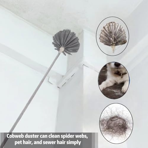 Microfiber Feather Duster 4-in-1 Kit, Dusters for Cleaning, Duster with Extension Pole 100 Inches, Cobweb Duster, Microfiber Dusters for High Ceilings and Fans, Blinds, Cars and Furniture
