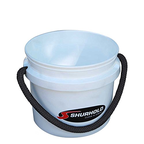 SHURHOLD 3.5 Gallon Heavy Duty World's Best Rope Handle Molded Plastic Bucket, for Boats, Cleaning, Fishing, Storage, and Refuse - White - color: White, size: 3.5 Gallon