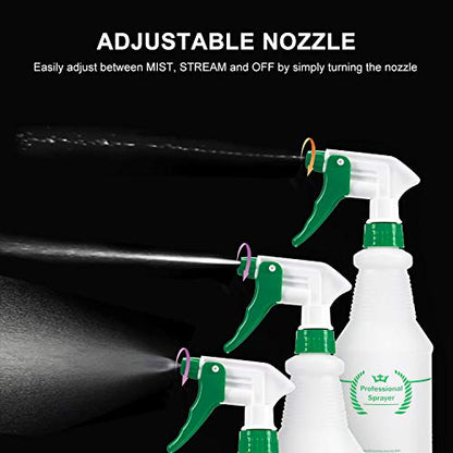 Plastic Spray Bottle 2 Pack, 32 Oz, All-Purpose Heavy Duty Spraying Bottles Leak Proof Mist Empty Water Sprayer for Cleaning Solution, Essential Oils, Hair, Planting with Adjustable Nozzle - Green - color: Green