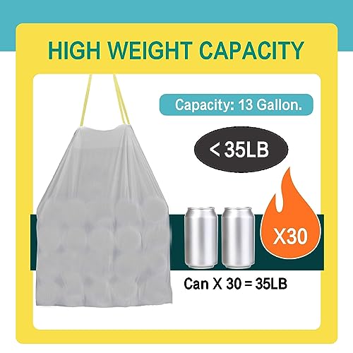 Strong Tall Kitchen Drawstring Trash Bags,big tall garbage can liners, 13 Gallon, Unscented, 50 Count - style: 13 Gallon 50 Count