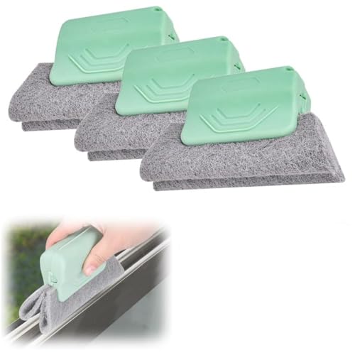 Magic Track Cleaner Groove Cleaning Brush Set Handheld Tool for Window Slides Gaps Tile Lines All Purpose (Green) - color: Green