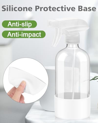 Rionisor Glass Spray Bottles with Silicone Sleeve Protection, Empty 16OZ Reusable Spray Bottles, Refillable Containers with Spray Nozzles for Cleaning Solutions, Plants and Essential Oils 1 Pack White - color: White, style: 1 Pack