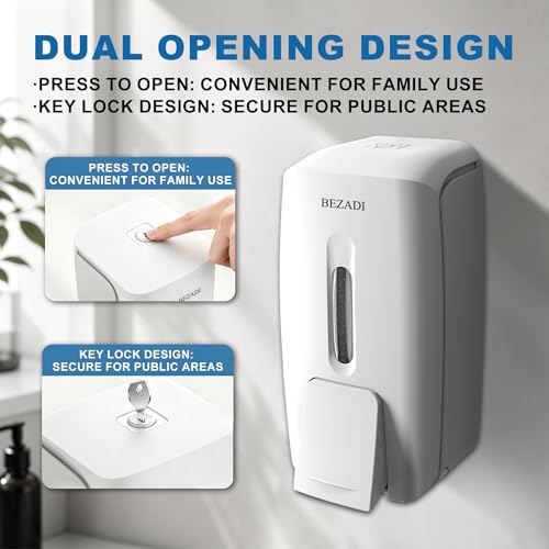 27fl oz Hand Soap Dispenser Wall Mount for Bathroom Kitchen Liquid Sanitizer ABS Plastic White 9088 - color: White