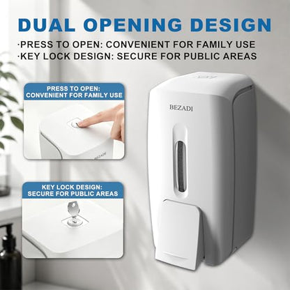 27fl oz Hand Soap Dispenser Wall Mount for Bathroom Kitchen Liquid Sanitizer ABS Plastic White 9088 - color: White