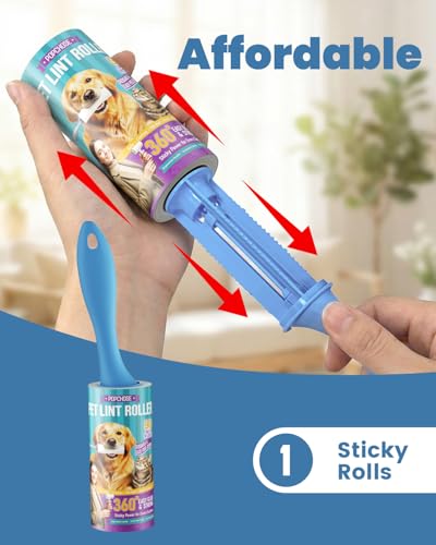 POPCHOSE Lint Rollers for Pet Hair Extra Sticky, 90 Sheet Extra Sticky Lint Rollers for Pet Hair,1 Handles & 1 Sticky Rolls,Dog Cat Hair Remover for Clothes,Furniture,Couch,Lint Roller for Clothes - size: 90 Sheets