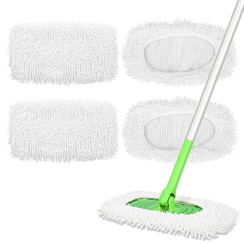 4 Pack Reusable Microfiber Mop Pads Compatible with Swiffer Sweeper - Dry Sweeping Cloths & Wet Pad Refills for Wet & Dry, Washable Pads Refills for Household Cleaning (Mop is not Included) - color: 4 Pack (White)