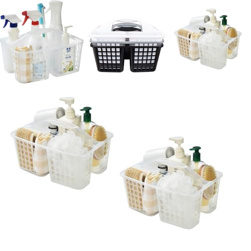 Portable Shower Caddy Basket,Convenient Cleaning Supplies Organizer with Compartments and Handle,Ideal for Bathroom, Bedroom, Kitchen, College Dorm,Garden,etc.transparent-2 Pcs - color: transparentP2