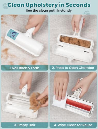 DELOMO Pet Hair Remover Roller: Reusable Lint Roller with Large Fur Bin - Portable Cat and Dog Hair Remover for Couch, Bedding, Car, Rugs & Furniture, Effective and Eco-Friendly, for Multi-Pet Homes - color: A: White（hot Sale）