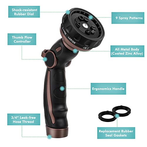 RESTMO Watering Wand Heavy Duty, Metal Water Hose Sprayer for Garden, High Pressure | Thumb Flow Control | On/Off Valve, Ideal for Outdoor Lawn & Plant Watering, Car & Pet Washing