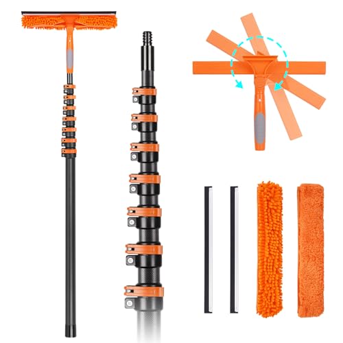 4.7-30FT Carbon Fiber Telescopic Squeegee for Window Cleaning Kit | Ultra-Light Heavy-Duty Carbon Fiber Extension Pole with 3/4 threaded Tip for Wide Accessory Compatibility - size: 30 FT
