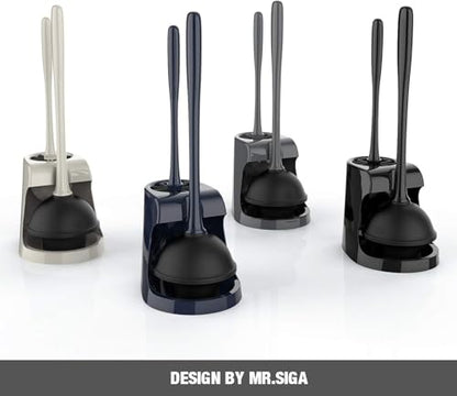 MR.SIGA Toilet Plunger and Bowl Brush Combo for Bathroom Cleaning, Gray, 2 Sets - color: Gray