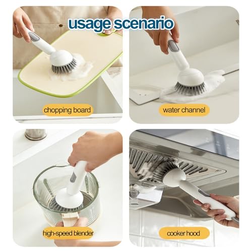 ANIS·KEBBR 2Pcs 360° Rotating Soap Dispensing Dish Brush Refillable for Kitchen Bathroom Cleaning 6x27cm