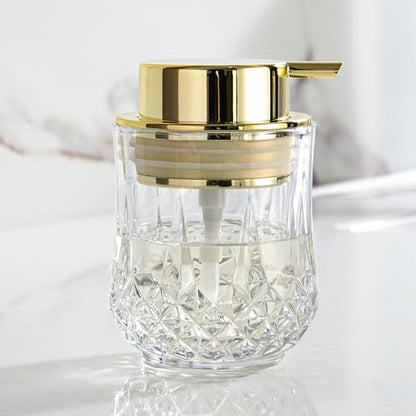 Glass Soap Dispenser,Bathroom Hand Liquid Soap Dispensers,Refillable Dish Soap Dispenser for Gold Pump,Lotion Dispenser for Bathroom,Kitchen (Clear/Gold Liquid Pump) - color: Gold Pump-liquid