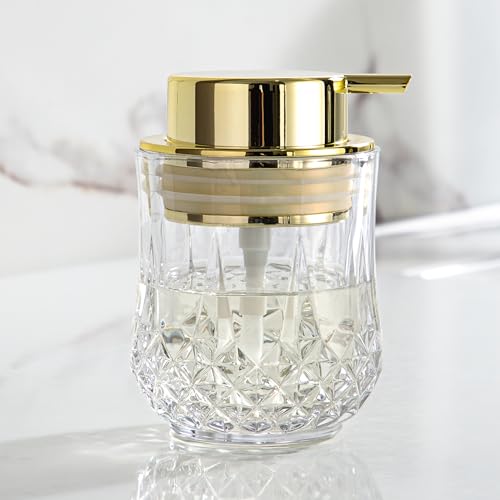 Glass Soap Dispenser,Bathroom Hand Liquid Soap Dispensers,Refillable Dish Soap Dispenser for Gold Pump,Lotion Dispenser for Bathroom,Kitchen (Clear/Gold Liquid Pump) - color: Gold Pump-liquid