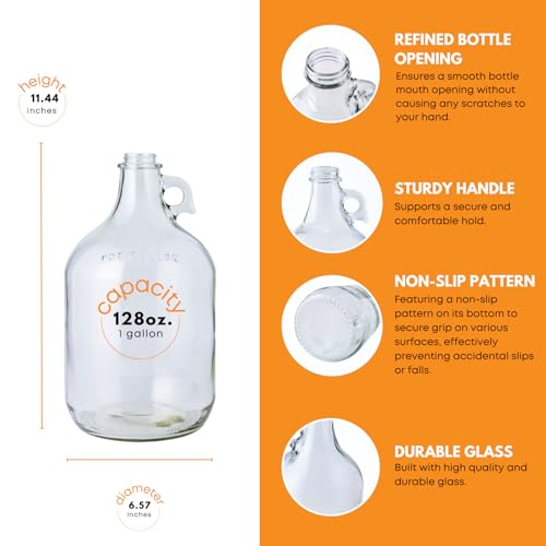Fastrack 1 Gallon Glass Jug Laundry Detergent Dispenser | Airtight Screw-Top Pump Container | Non-Slip Base | Detergent Pump Dispenser or Syrup Pump Dispenser | Eco Friendly Food Grade - size: 1 Gallon - 1 Pack