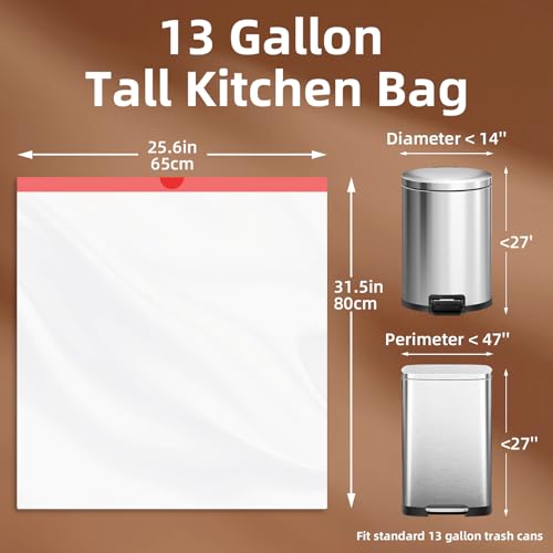 KUK 13 Gallon Tall Kitchen Drawstring Trash Bags, Unscented, White, 120 Count, Tear-Free Individual Garbage Bags, Tear-Resistant, Leak Proof, Garbage Bag for Kitchen, Home Office 2 - size: 1 Count (Pack of 119)