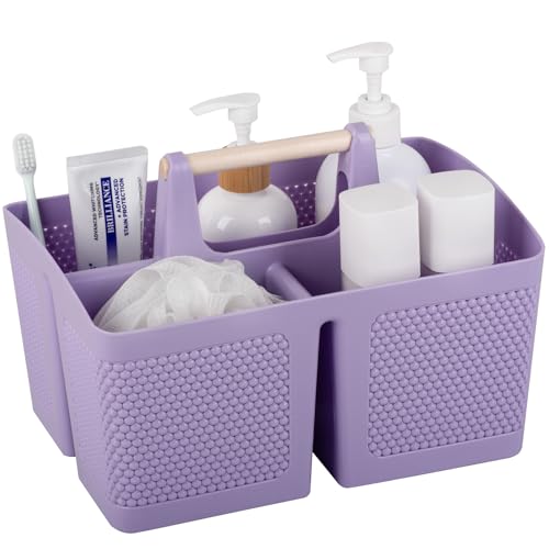 rejomiik Portable Shower Caddy Basket Plastic Cleaning Caddy Organizer Storage Tote with Handle for Bathroom, College, Dorm Room Essentials, Purple - color: Purple