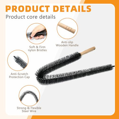 Fridge Coil Cleaning Brush,29.5Inch | 2Pack,Extra Long Handle Coil Brush for Fridge,Crevice Stanless Steel Cleaning Brush