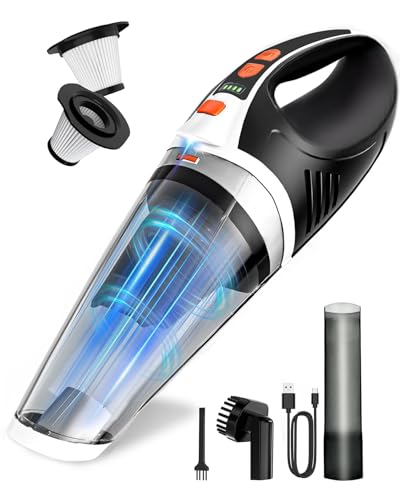 BRL Handheld Vacuum Cordless, Car Vacuum Cleaner with Powerful Suction, 2 Modes Mini Hand Vacuum, Dry & Wet, LED Light, Portable Vacuum for Car Pet Hair, Home, Office, Keyboards Black Orange - color: Black Orange