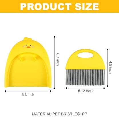 Small Broom and Dustpan Set,1pc Dust Pan and Brush Set,SUP Cute Little Yellow Duck Hand Mini Broom and Dustpan Set,Small dust pan Mini for Tabletop Debris,Keyboards&Clean Pet Cages (Duck) - style: Duck