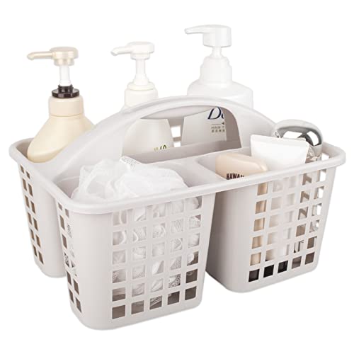 Portable Shower Caddy Basket with Compartments Cleaning Supplies Organizer with Handle Plastic Storage Divided Tool Bin for Bathroom, Bedroom, Kitchen, College Dorm, Garden, Under Sink, Light Grey - color: Light Grey