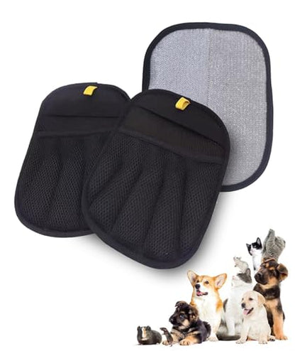 2 Pack Electrostatic Pet Hair Removal Gloves - Upgraded Reusable & Washable Pet Hair Remover Gloves for Cats & Dogs, Thickened Magic Brush Tool for Couch, Carpet, Furniture, Clothing & Car Seat - color: 2pcs-Black
