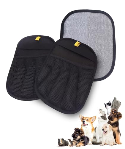 2 Pack Electrostatic Pet Hair Removal Gloves - Upgraded Reusable & Washable Pet Hair Remover Gloves for Cats & Dogs, Thickened Magic Brush Tool for Couch, Carpet, Furniture, Clothing & Car Seat - color: 2pcs-Black