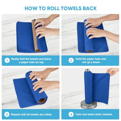 AIDEA Microfiber Cleaning Cloth Roll, 50PK, Reusable Paper Towels Tear Away Cloth, Microfiber Towels Washable Shop Rags, Lint Free Cleaning Rags for House, Kitchen, Window, 11.5"×11.5", Dark Blue - color: Dark Blue