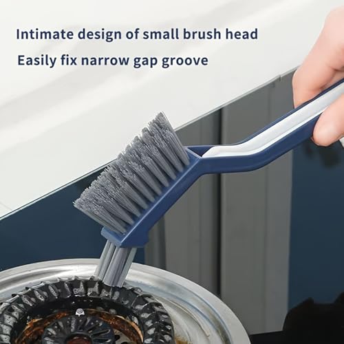 Crevice Cleaning Brush, Ultra Thin Stiff Bristles, 1piece, Grout Scrubber Tool, Window Track Cleaner, Ergonomic Long Handle, for Deep Scrubbing Bathroom Tiles Kitchen Faucets Shower Door Tracks Car - color: Blue